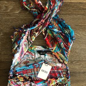 Kim shui paisley wrap mesh dress